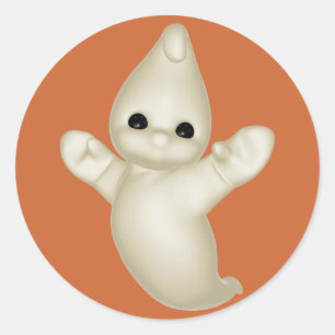 Gullig Halloween spöke för KRW Runt Klistermärke