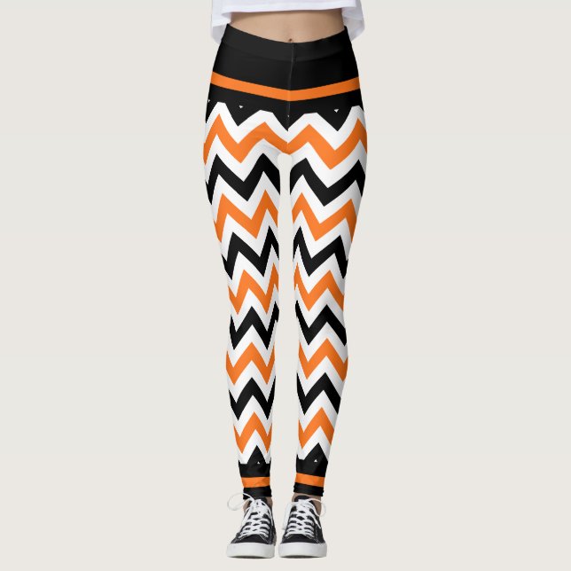 Gullig Halloween svart orange sparredamasker Leggings (Framsida)