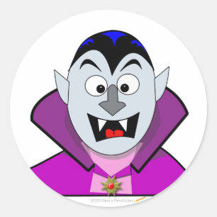 Gullig Halloween tecknadvampyr Runt Klistermärke