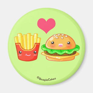 Gullig hamburgare & småfiskmagnet magnet