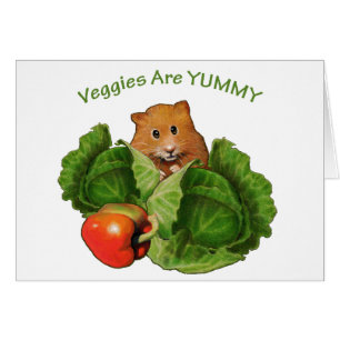Gullig Hamster: Veggies är smaskiga: Vård- näri Hälsningskort