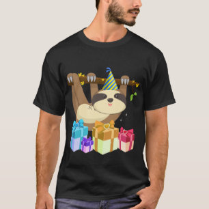 Gullig hängande Sloth med födelsedaghatten T Shirt