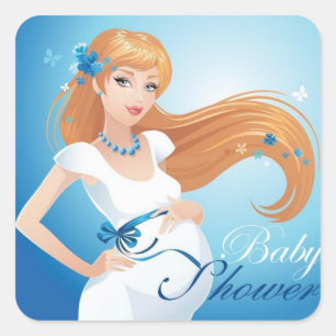 Gullig härlig gravid kvinnababy shower fyrkantigt klistermärke