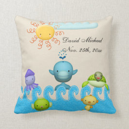 Gullig havsdjurbaby shower kudde
