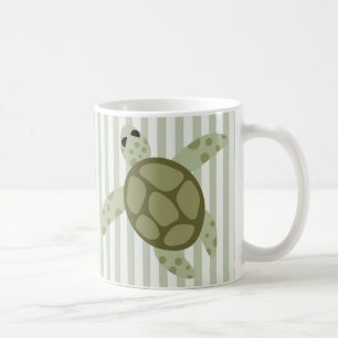 Gullig havssköldpadda på grön rand kaffemugg