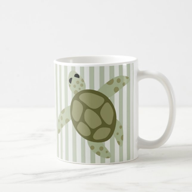 Gullig havssköldpadda på grön rand kaffemugg (Höger)