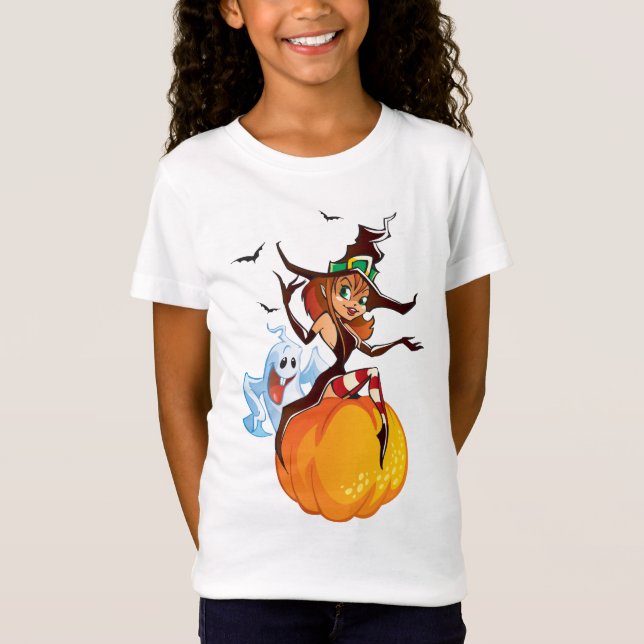 Gullig häxaHalloween skjorta Tröja (Framsida)