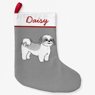 Gullig helgdag för Shih Tzu tecknad hundpersonlig Liten Julstrumpa