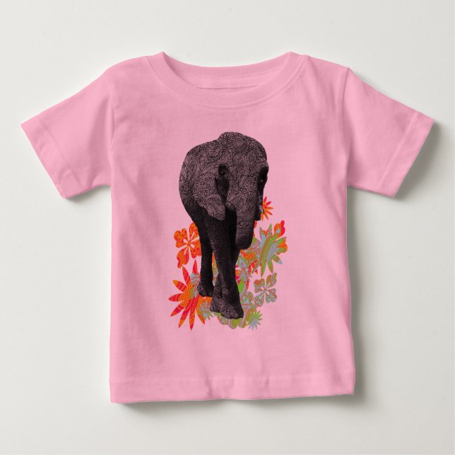 Gullig Hippieelefant Tee Shirt (Framsida)