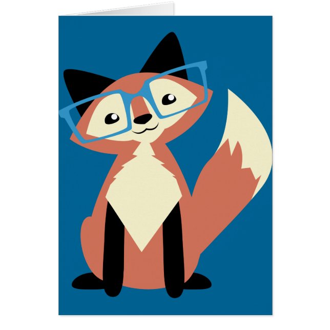 Gullig Hipsterexponeringsglasräv Hälsningskort (Framsidan)