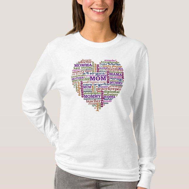 Gullig hjärta för konst för mammamors dagord t-shirt (Framsida)
