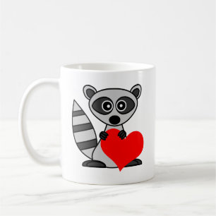 Gullig hjärta för tecknadRaccooninnehav Kaffemugg