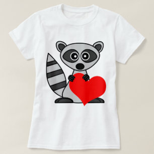 Gullig hjärta för tecknadRaccooninnehav T-shirt