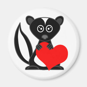 Gullig hjärta för tecknadSkunkinnehav Magnet