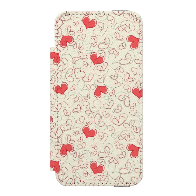 Gullig hjärtabakgrund incipio iPhone wallet skal (Folio Framsidan)