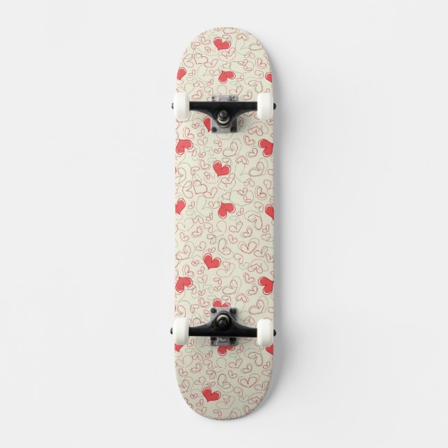 Gullig hjärtabakgrund old school skateboard bräda 21,6 cm (Framsida)