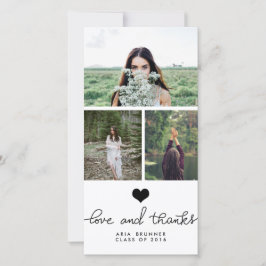 Gullig hjärtakärlek och tacktypografistudent tack kort