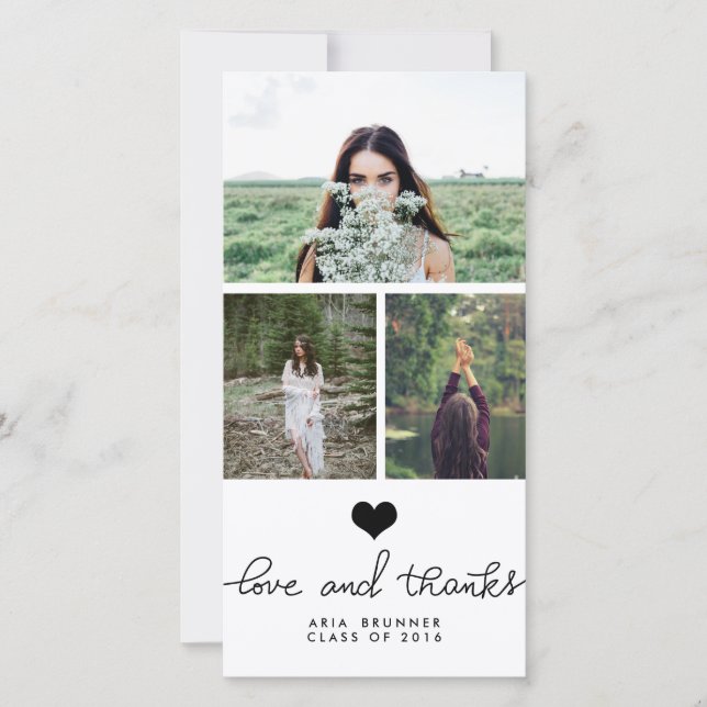 Gullig hjärtakärlek och tacktypografistudent tack kort (Framsida)