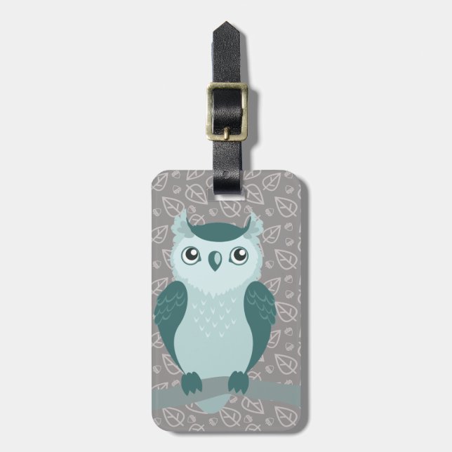 Gullig Horned uggla - Minty grönt Bagagebricka (Vertikal Framsida)