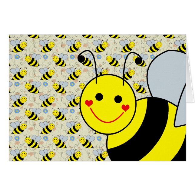 Gullig humla hälsningskort (Framsidan Horizontal)