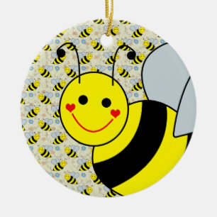 Gullig humla julgransprydnad keramik