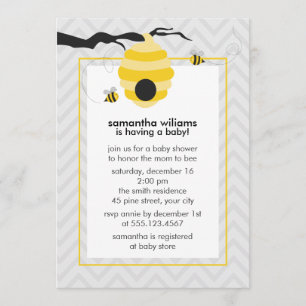Gullig humlababy shower inbjudningar