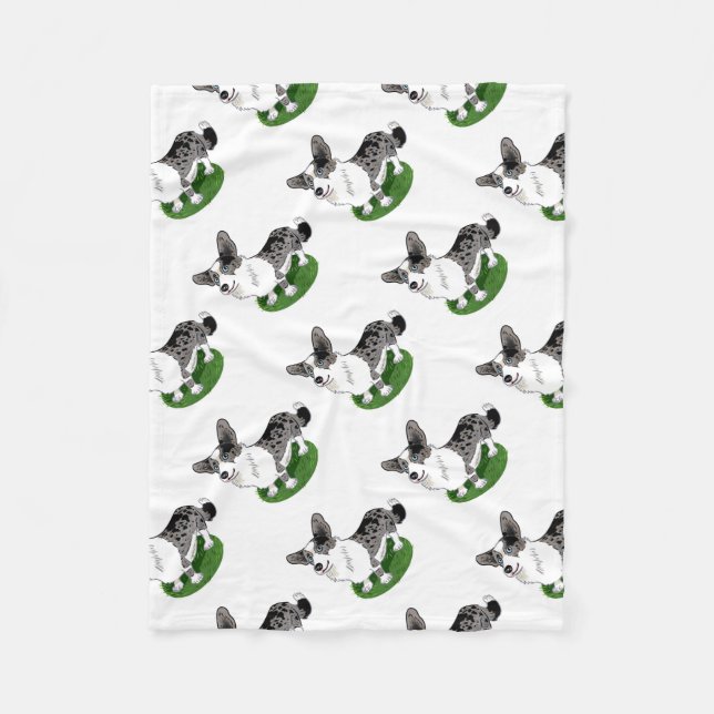 Gullig hund, blåttMerle Corgi Fleecefilt (Framsidan)