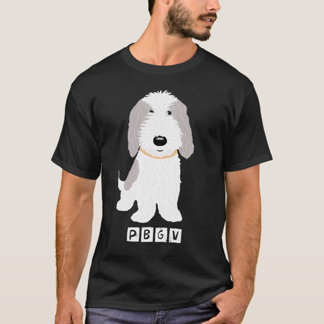 Gullig hund för grå färg- & för vit PBGV Tee Shirt (Framsida)