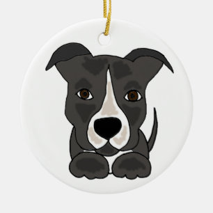 Gullig hund för grå färgPitbull valp Julgransprydnad Keramik