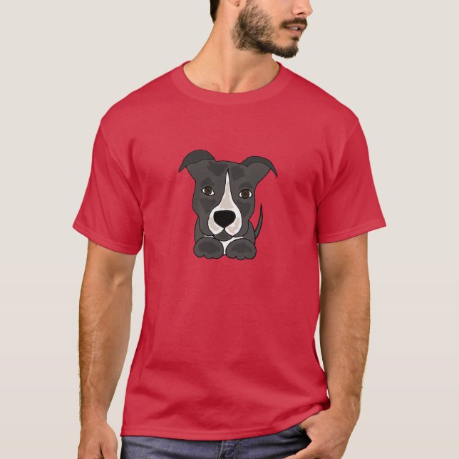 Gullig hund för grå färgPitbull valp T-shirt (Framsida)
