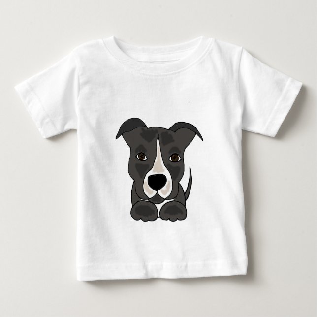 Gullig hund för grå färgPitbull valp Tee Shirt (Framsida)