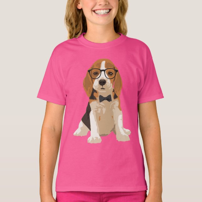 Gullig hund för HipsterBeaglevalp för hund älskare T Shirt (Framsida)