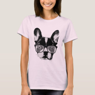 Gullig hund för Nerdy fransk bulldogg T-shirt