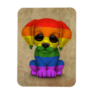Gullig hund för regnbågegay pridevalp magnet