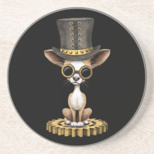 Gullig hund för Steampunk Chihuahuavalp, svart Underlägg
