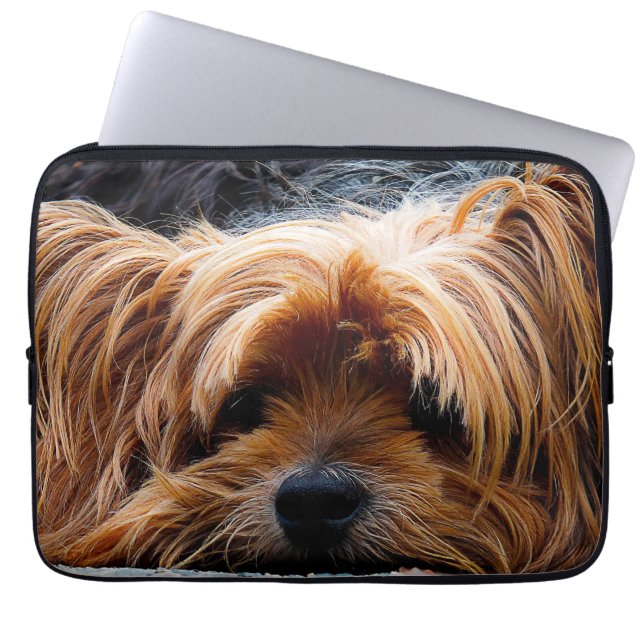 Gullig hund för Yorkshire Terrier Laptop Sleeve (Framsidan)