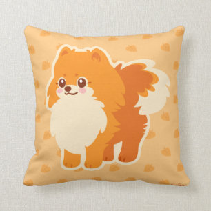 Gullig hund Kawaii Pomeranian Kudde