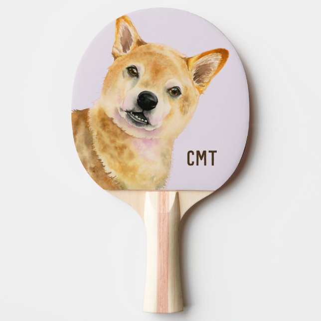 Gullig hund, Shiba Inu hundkonst, Monogram Pingisracket (Framsidan)