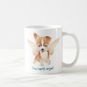 Gullig hundkaffemugg med ängelvingar kaffemugg