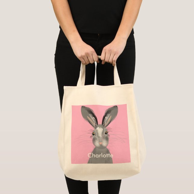 Gullig illustration för grå färgHarestollig Tygkasse (Framsida (produkt))