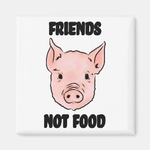 Gullig illustration för mat för grisVeganvänner Magnet