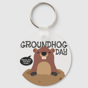 Gullig illustration för tecknad för groundhogdag nyckelring