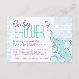 Gullig inbjudan för blått för elefantbaby