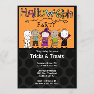 Gullig inbjudan för dräktpartyhalloween fest