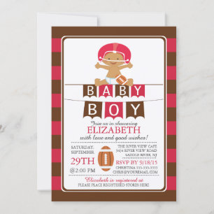 Gullig inbjudan för fotbollpojkebaby shower
