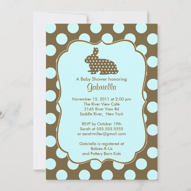 Gullig inbjudan för kaninpojkebaby shower (Framsida)