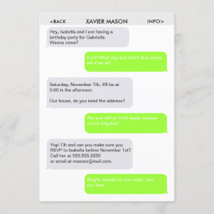 Gullig inbjudan för party för textmeddelande