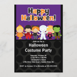 Gullig inbjudan för party för ungeHalloween dräkt