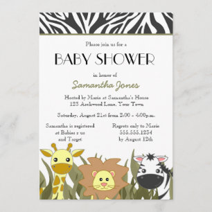Gullig inbjudan för Safaridjungelbaby shower