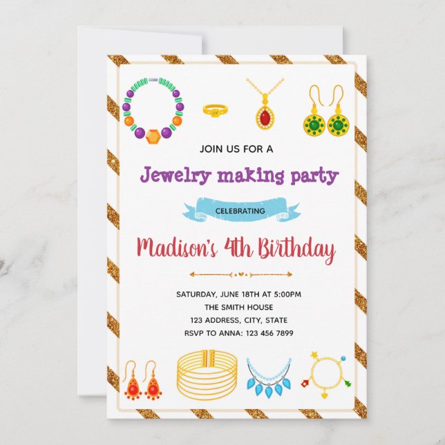 Gullig inbjudan för smyckendanandeparty (Framsida)